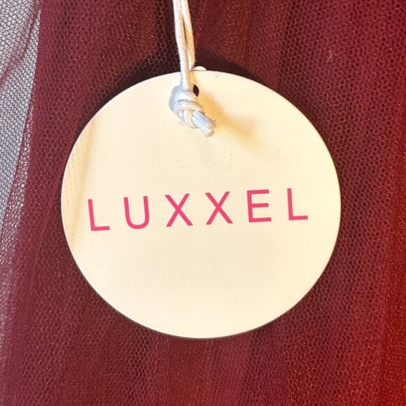 Luxxel SZ L Wine Tulle Sequin Bust Formal Gown Prom Black Tie Bridesmaid Sexy - Picture 8 of 14